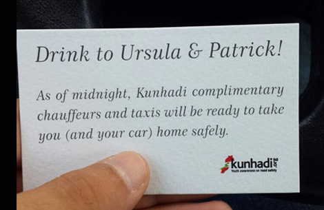 Newly weds offer free taxis to their guests on their wedding night, in collaboration with Kunhadi